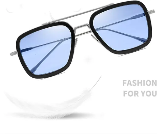 Vista 5 de iKANOO Tony Stark - Lentes de sol para hombres y mujeres, marco de metal cuadrado vintage, lentes de hombre araña