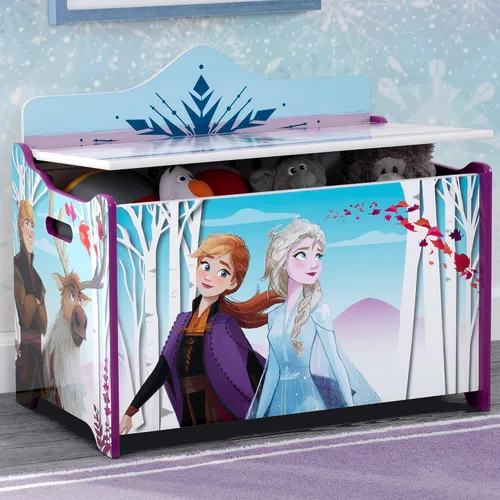 Vista 3 de Delta Children Caja de juguetes de lujo, Disney Frozen II y Disney Minnie Mouse 6 cubos de diseño y almacenamiento organizador de juguetes