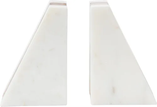 Vista 6 de Main + Mesa Sujetalibros geométricos de mármol con incrustaciones de madera, blanco