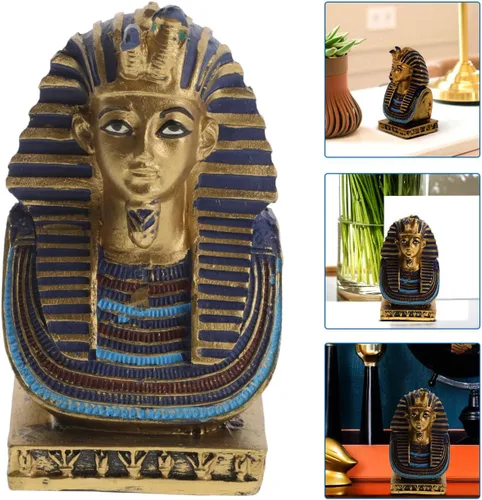 Vista 2 de FOMIYES Figura del antiguo Egipto, estatua de faraón egipcio, resina, figura de tutankamón, figura de escultura del antiguo Egipto, adorno