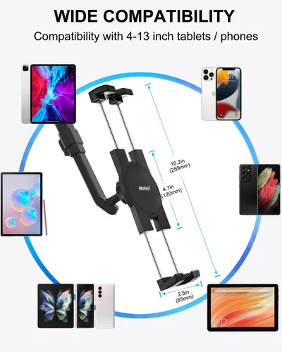 Vista 7 de Soporte para tablet para espejo retrovisor de automóvil, compatible con espejos grandes, soporte para tableta de espejo retrovisor para automóvil