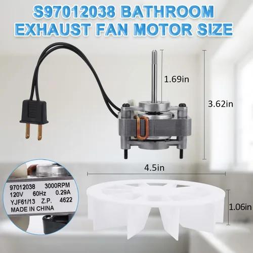 Vista 3 de WKZO S97012038 Motor de ventilador de ventilación de baño y ventilador de techo Kit de motores eléctricos de repuesto para Nu-Tone Br-oan 659 662