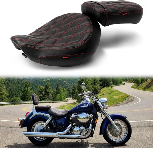 Vista 9 de Asiento de pasajero de motocicleta negro sin patrón compatible con Shadow ACE VT750 VTC750C VTC750CD 1998-2003