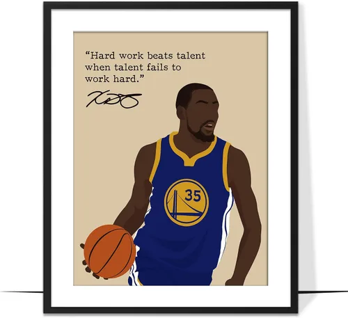 Vista 14 de LOLUIS Arte de pared con cita motivacional, arte dibujado a mano de la superestrella del baloncesto, decoración temática deportiva, dormitorio