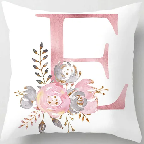 Vista 10 de Fundas de almohada rosa, lindas fundas de almohada decorativas con alfabeto, fundas de cojín cuadradas, protectores de almohada con letras
