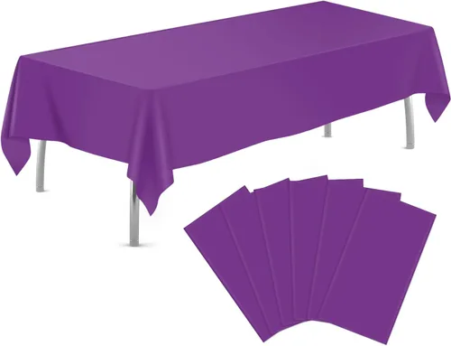 Vista 22 de tujol Paquete de 6 manteles de plástico de 84 pulgadas, manteles redondos desechables, manteles de plástico para fiestas