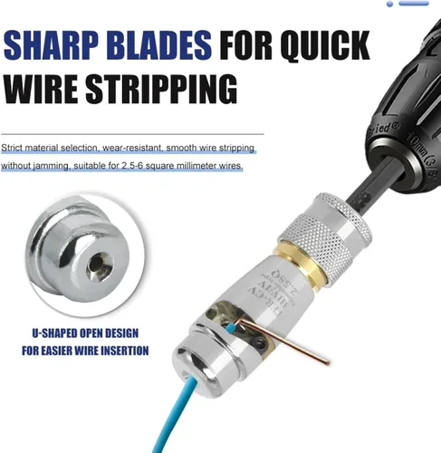 Vista 5 de Herramienta automática de pelado y torsión de cables para taladro, kit de conector de pelacables eléctricos para cables 2.5 - Tornillo de tuerca