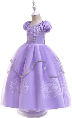 Vista 3 de HIHCBF Rapunzel - Disfraz de princesa Sofía para niñas cumpleaños Navidad Halloween cosplay carnaval elegante con guantes y accesorios