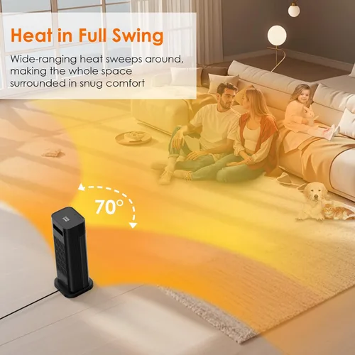 Vista 4 de Minthouz Calentador de Espacio - Calentadores de Torre de Cerámica PTC de 1500W para Uso en Interiores con Termostato Ajustable, Temporizador