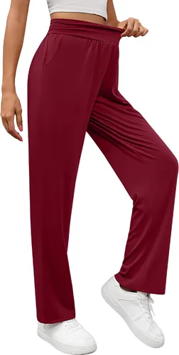 Vista 4 de Neer 2 piezas de pantalones deportivos de yoga de pierna ancha para mujer, pantalones de descanso de cintura alta, pantalones de entrenamiento