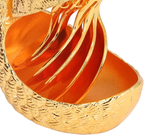 Vista 6 de Juego de cuchara de metal para postre de café, juego de cuchara de café, soporte para cuchara con base de cisne, soporte para cuchara de café, juego