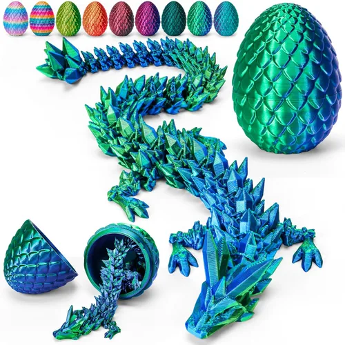 Vista 19 de TBOLINE - Paquete con 4 huevos de dragón impresos en 3D, animales de cristal articulados, juguete para la ansiedad, autismo, TDAH, piezas míticas