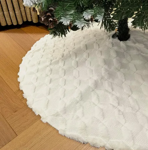 Vista 6 de AOGU Falda de árbol de Navidad de piel sintética de vaca de 36 pulgadas, decoración navideña para árbol de Navidad, fiesta festiva, decoración