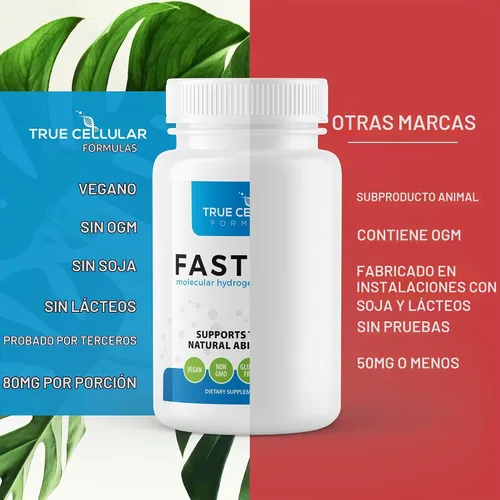 Vista 6 de True Cellular Formulas Fastonic Suplemento de hidrógeno molecular, nivel Elite de porciones H2-60 (60 tabletas) sin OMG, sin gluten, sin soja, ayuno