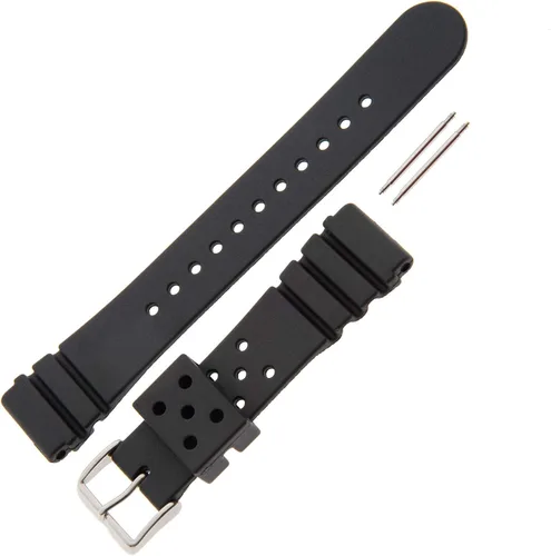 Vista 2 de Gilden 017300 - Correa de poliuretano negro extralarga 0866in compatible con relojes Seiko Diver