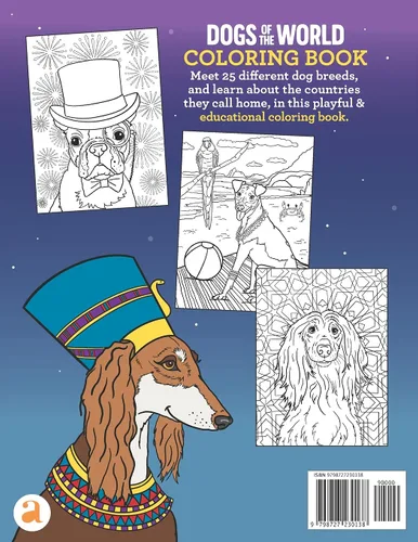 Vista 2 de Dogs of the World, International Dog Breeds & Geography Coloring Book, Volume 1 Educational Countries of the World & Geography Coloring Activity
