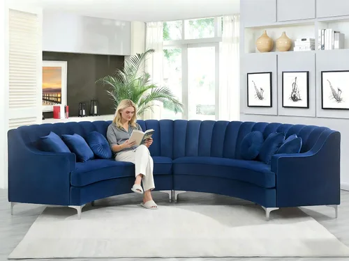 Vista 3 de Legend Vansen L - Sofá de terciopelo semicírculo de 141.34 pulgadas, sofá modular curvado de gran tamaño para sala de estar, oficina, apartamento