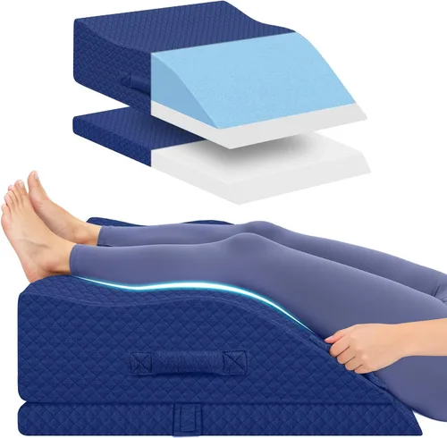 Vista 10 de Almohadas de elevación para pierna después de la cirugía, almohada de cuña ajustable de espuma viscoelástica para lesiones o descanso, almohada
