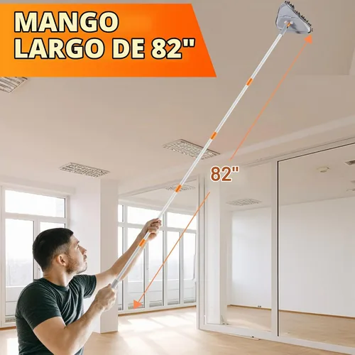 Vista 3 de Limpiador de pared con mango largo de 82 pulgadas, limpiador de pared, herramienta de limpieza con 4 almohadillas de microfibra de felpilla