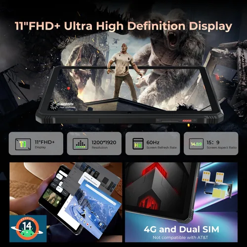 Vista 2 de HOTWAV R9 Pro 2025 Tableta Resistente Android 14-2K de 11 Pulgadas 20080mAh Impermeable, Tablets para Exteriores 20GB+256GB/2TB SD, Cámara 64MP+16MP