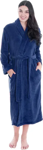 Vista 2 de Simplicity Bata de baño de lujo tipo kimono de felpa con bolsillos laterales para hombre y mujer