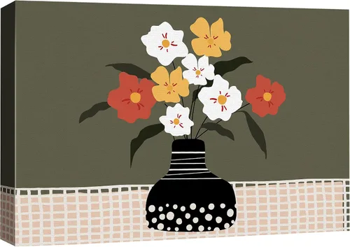 Vista 17 de SIGNFORD - Lienzo impreso en lienzo para pared, diseño de flores blancas en floreros de cristal, ilustraciones florales, estilo moderno, grupo