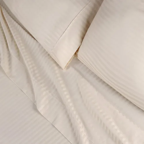 Vista 4 de Superior Egyptian Cotton 300 Thread Count Bed Sheet Set, 1 Elastic Deep Pocket Fitted Sheet, 1 Flat Sheet, 2 Pillowcases, Daily Sheets, Luxury Home