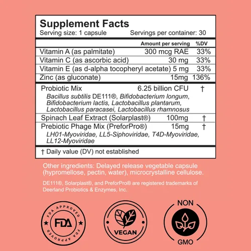 Vista 3 de Dermala #FOBO SUPPLEMEANT to Be - Suplemento para el acné Todos los prebióticos diarios naturales, vitaminas y vitaminas para la piel con zinc