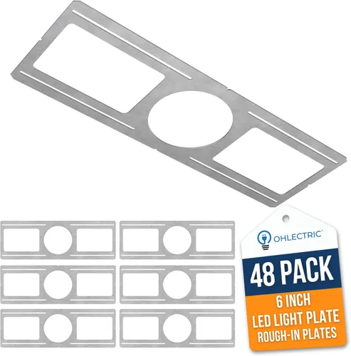 Vista 8 de OHLECTRIC Paquete de 48 – Placa de montaje de nueva construcción para Downlight LED de 4 pulgadas – Placa de luz LED empotrada de acero galvanizado