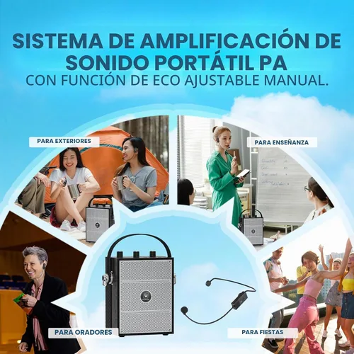 Vista 7 de Amplificador de voz Bluetooth 5.3 con auriculares de micrófono inalámbrico, micrófono amplificador inalámbrico personal para profesores, megafonía