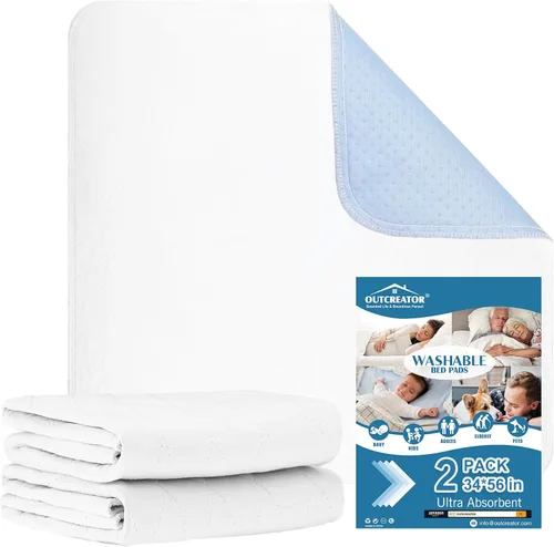Vista 12 de OUTCREATOR® Almohadillas de cama lavables de 34" x 56" (paquete de 2), protector de colchón para incontinencia, almohadillas impermeables