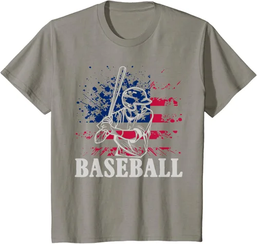 Vista 32 de Camiseta de béisbol deportiva estadounidense con bandera estadounidense, Negro, S
