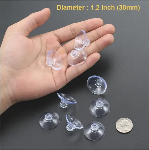 Vista 6 de 30 ventosas transparentes de 3 tamaños para vidrio sin ganchos, pequeñas ventosas de goma para organización del hogar, festivales, decoración