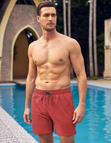 Vista 2 de COOFANDY Traje de baño para hombre con forro de compresión 2 en 1, traje de baño corto de secado rápido