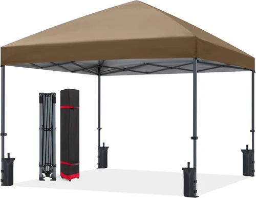 Vista 50 de ABCCANOPY Toldo desplegable – Tienda de campaña portátil para patio al aire libre resistente para patio trasero y terraza con 4 bolsas de arena Beige