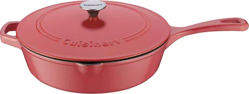 Vista 43 de Cuisinart Freidora de pollo de hierro fundido de 12 pulgadas con tapa, capacidad de 4.5 cuartos de galón, interior esmaltado de porcelana, apta