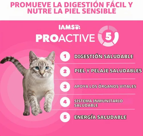 Vista 5 de IAMS Proactive Health Sensitive Digestion Alimento seco para gatos, pavo