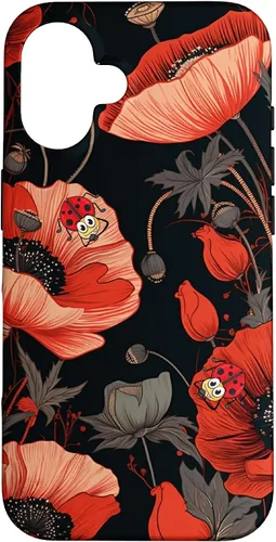 Vista 32 de Poppy Flower Ladybug Red & Black Pattern Case for iPhone 17