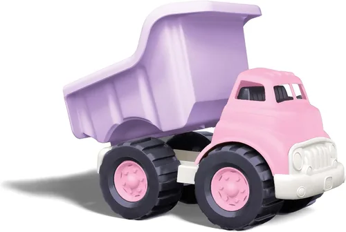 Vista 4 de Green Toys Camión volquete en color rosa, sin BPA, juguetes de juego sin ftalatos para mejorar la motricidad gruesa, habilidades motoras finas.