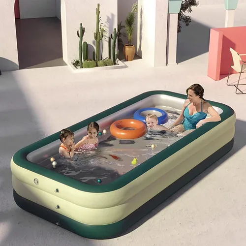 Vista 3 de con bomba inflable gratis, piscinas familiares de tamaño completo, piscina inflable para niños, adultos, niños pequeños a partir de 3 años, al aire