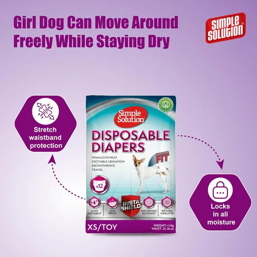 Vista 7 de Simple Solution Pañales para perros desechables, 12 unidades, XS