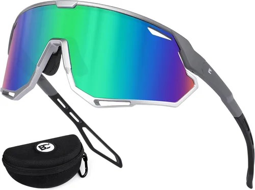 Vista 21 de BIRCEN Gafas de sol deportivas de béisbol para hombre: TR90 gafas de ciclismo ligeras envolventes para correr al aire libre MTB Bike