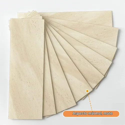 Vista 2 de VAOVI Azulejos de cocina para salpicaduras de despegar y pegar, calcomanías de pared de baño, azulejos de mármol para salpicaduras individuales Beige