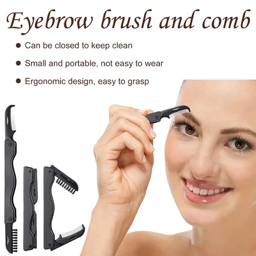 Vista 6 de Kit de rizador de pestañas de 14 piezas, peine de pestañas, cepillo para cejas, pinzas, herramienta aplicadora de pestañas postizas, almohadillas