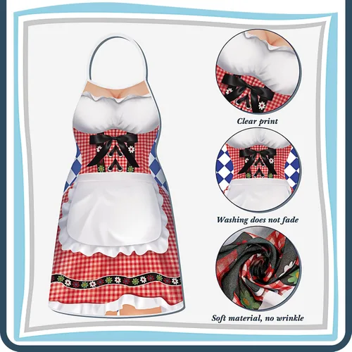 Vista 3 de Hillban 2 delantales de Oktoberfest para mujeres y hombres, delantal alemán para disfraz de Oktoberfest para parejas, cocinar, barbacoa, regalos