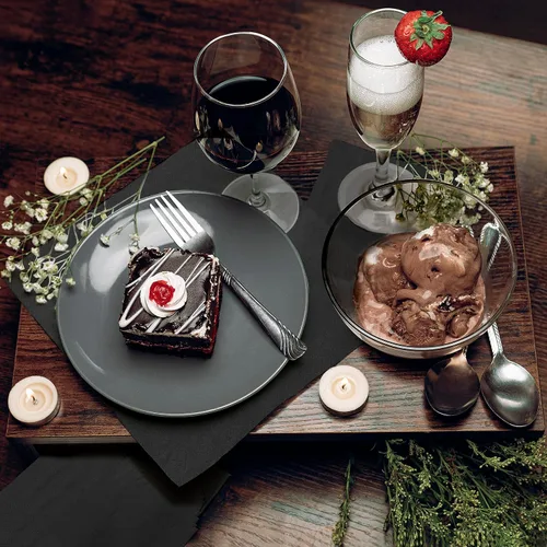 Vista 6 de Paquete de 500 servilletas de cóctel de papel – Servilletas de 3 capas negras de calidad – Servilletas de restaurante, evento y bar – Servilletas