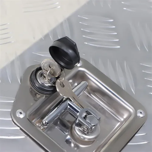 Vista 6 de Caja de herramientas de almacenamiento de remolque pesado de 30 pulgadas, herramientas de organización de aluminio plateado con mango lateral