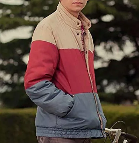 Vista 3 de Educación sexual ASA Butterfield Otis Milburn Satin Bomber Chaqueta, Chaqueta bomber de algodón