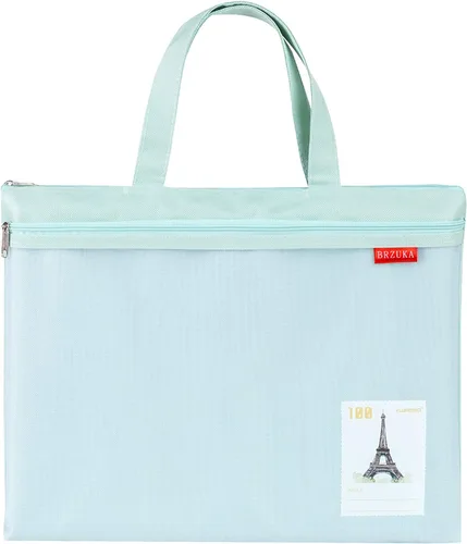 Vista 9 de Bolsa de malla con cremallera de 11 x 13.7 pulgadas, bolsa A4 impermeable de doble bolsillo con asa, almacenamiento de documentos para la escuela