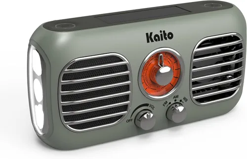 Vista 2 de Kaito KA777 Radio de emergencia y ventilador portátil - Radio meteorológica AM/FM NOAA y banco de energía de 4,000 mAh recargable con panel solar